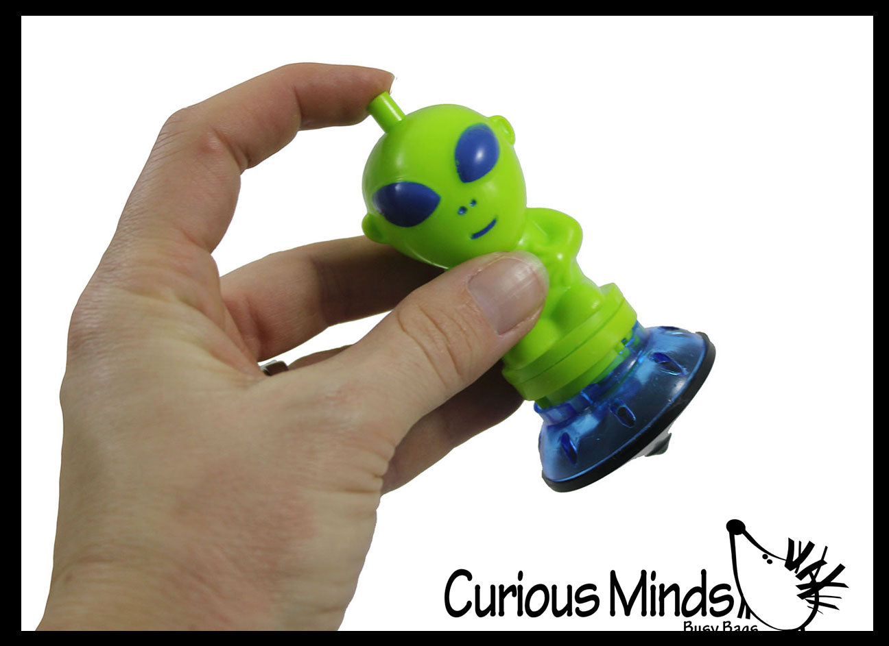 LAST CHANCE - LIMITED STOCK - Wind Up Alien and Astronaut Launcher Spinning Top Toy