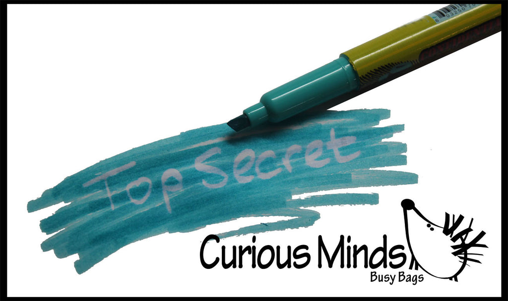 Secret Message Spy Marker - Hidden Message Pen - Erasable Highlighter with Invisible Ink