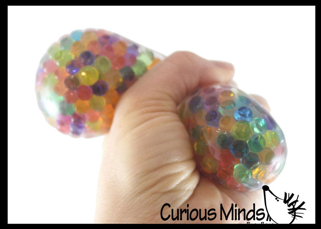 Nee-Doh Squeezy Peezy Rainbow Water Bead Stress Ball - Squishy Gooey Squish Sensory Squeeze Balls