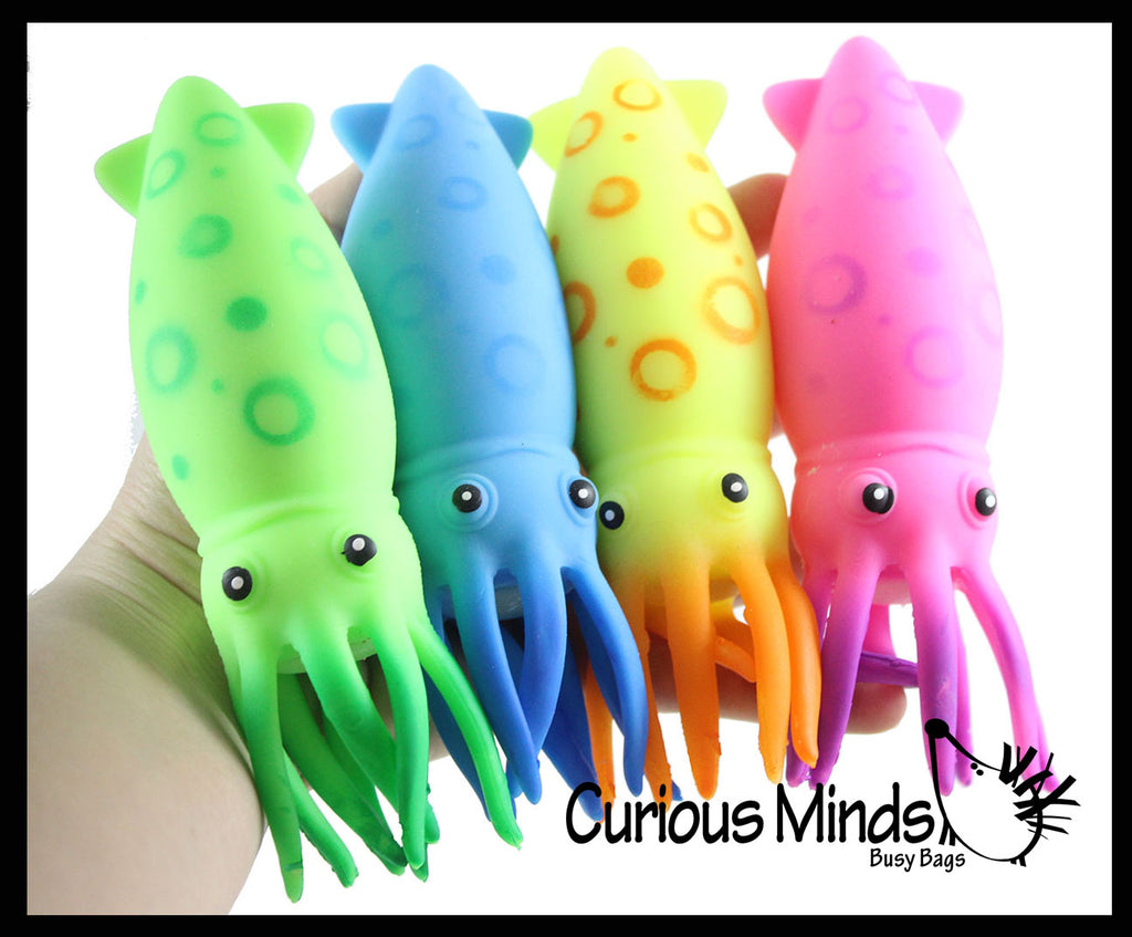 Large Squid Soft Fluff Doh - Filled Squeeze Stress Balls  -  Sensory, Stress, Fidget Toy Super Soft