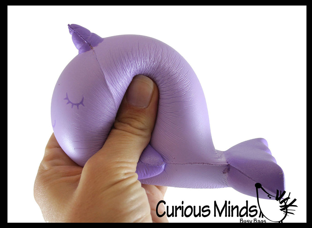 LAST CHANCE - LIMITED STOCK - Large Narwhal Squishy Slow Rise Foam Animal - Cute Scented Sensory, Stress, Fidget Toy