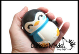 Set of 4 Christmas Winter Animal Slow Rise Squishy Toys - Memory Foam Squish Stress Ball - Penguin, Snowman, Polar Bear, Santa