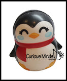 Set of 3 Winter Animal Slow Rise Squishy Toys - Memory Foam Squish Stress Ball - Penguin, Snowman, Polar Bear