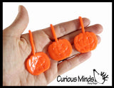 Sticky Pumpkin Jack-O-Lantern on a String - Halloween Party Favor Set - Small Novelty Toy Prize Assortment Gifts (6 Dozen)
