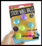 Set of 6 Sticky Floral Wall and Window Clinging Walker Balls Tumblers Crawlers -  Fun Small Toy Prize Assortment Ceiling Toy
