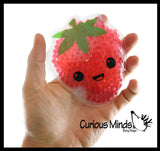 LAST CHANCE - LIMITED STOCK - Strawberry Disc Ice Cold Pack Fruit Water Bead Filled Squeeze Stress Ball  -  Sensory, Stress, Fidget Toy