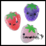 LAST CHANCE - LIMITED STOCK - Strawberry Disc Ice Cold Pack Fruit Water Bead Filled Squeeze Stress Ball  -  Sensory, Stress, Fidget Toy