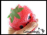 LAST CHANCE - LIMITED STOCK - Strawberry Disc Ice Cold Pack Fruit Water Bead Filled Squeeze Stress Ball  -  Sensory, Stress, Fidget Toy