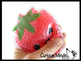 LAST CHANCE - LIMITED STOCK - Strawberry Disc Ice Cold Pack Fruit Water Bead Filled Squeeze Stress Ball  -  Sensory, Stress, Fidget Toy