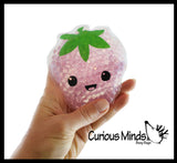 LAST CHANCE - LIMITED STOCK - Strawberry Disc Ice Cold Pack Fruit Water Bead Filled Squeeze Stress Ball  -  Sensory, Stress, Fidget Toy