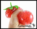 3" Strawberry Fruit Water Bead Filled Squeeze Stress Ball  -  Sensory, Stress, Fidget Toy