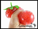 LAST CHANCE - LIMITED STOCK - SALE  - 3" Strawberry Fruit Water Bead Filled Squeeze Stress Ball  -  Sensory, Stress, Fidget Toy