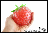 3" Strawberry Fruit Water Bead Filled Squeeze Stress Ball  -  Sensory, Stress, Fidget Toy