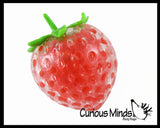3" Strawberry Fruit Water Bead Filled Squeeze Stress Ball  -  Sensory, Stress, Fidget Toy