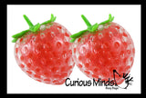 3" Strawberry Fruit Water Bead Filled Squeeze Stress Ball  -  Sensory, Stress, Fidget Toy