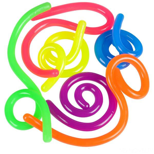 Stretch String Fidget Toy- Worm Noodle Strings Fidget Toy - 14 Long,  Thick, Build Resistance for Strengthening Exercise, Pull, Stretchy, Fiddle