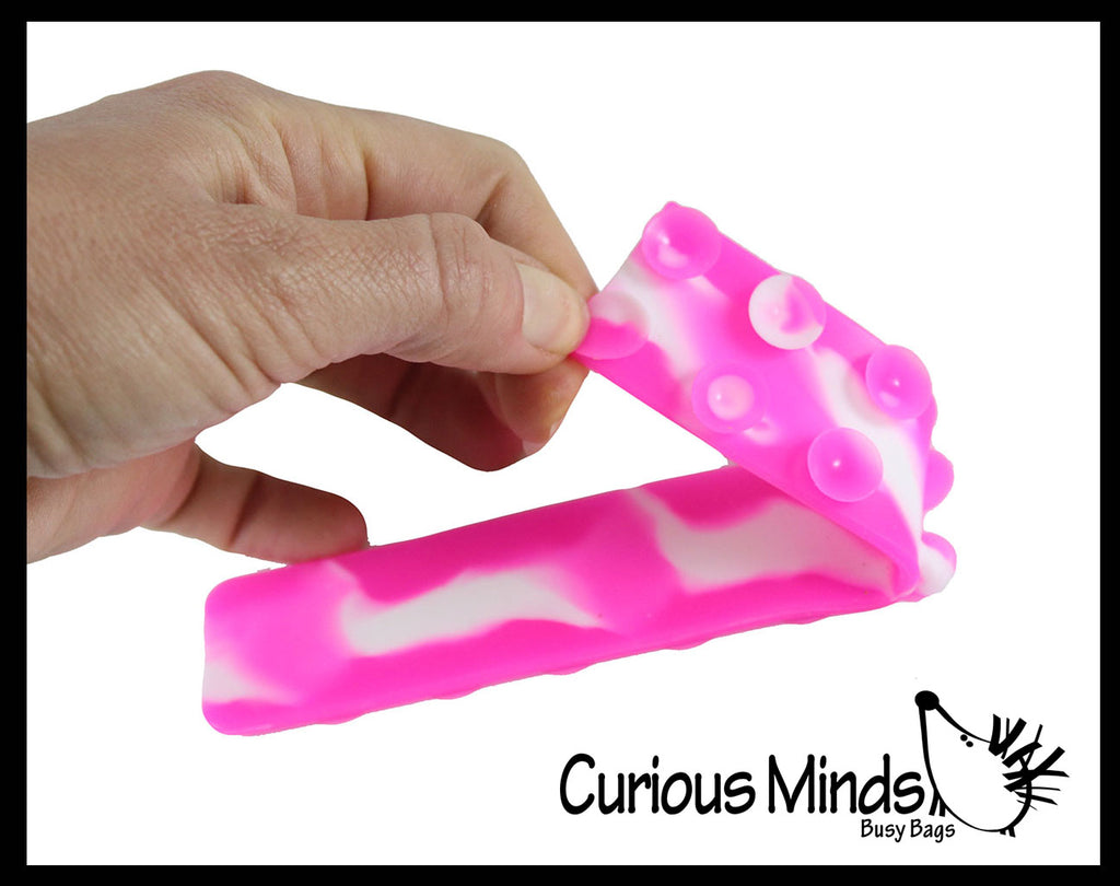 Suction Cup Strip Fidget Pop Toy - Unique Sensory Popping Toy - Stick and Peel Octopus Tentacle Fidget