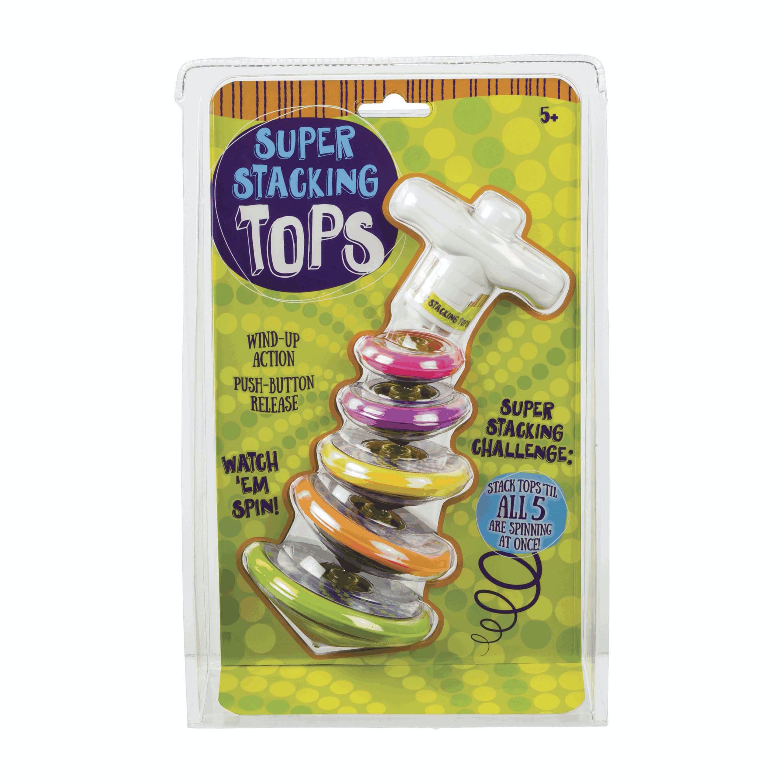 Spinning Tops Toy - 5  Stacking Tops Spin Individually or on Top of Each Other - Launcher with Stacking Spinner Tops