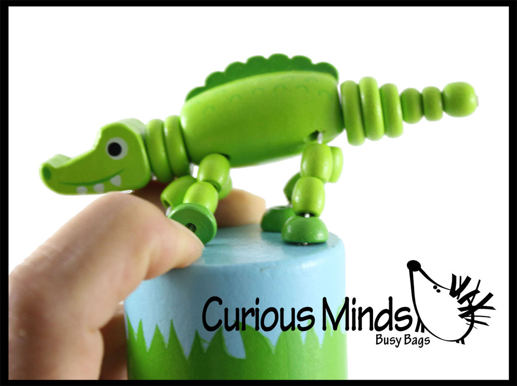 Wooden Collapsing Thumb Dancing Push Puppet Animals