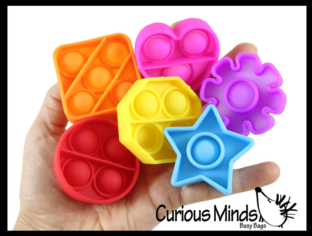 BULK - WHOLESALE -  SALE - Tiny 2" Geometric Shapes Bubble Pop Fidget Toy - Silicone Push Poke Bubble Wrap Fidget Toy - Press Bubbles to Pop the Bubbles Down - Bubble Popper Sensory Stress Toy