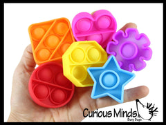 BULK / WHOLESALE - Tiny 2" Geometric Shapes Bubble Pop Fidget Toy - Silicone Push Poke Bubble Wrap Fidget Toy - Press Bubbles to Pop the Bubbles Down - Bubble Popper Sensory Stress Toy