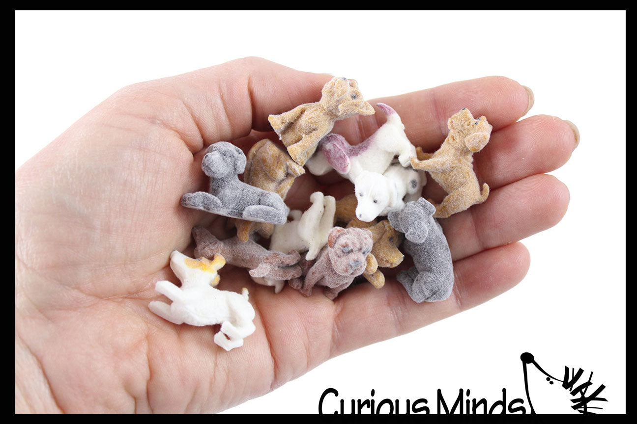 24 Cute Soft Flocked Tiny Dog Animal Figurines Mini Dino Toys Small Novelty Prize Toy Party Favors Gift Easter Egg Filler Small Novelty