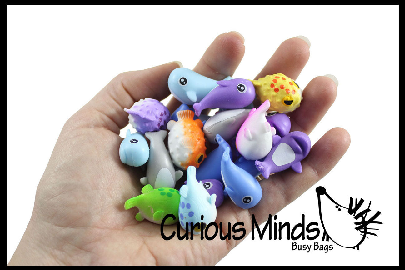 Cute Fish Ocean Figurines Soft Mini Toys Small Novelty Prize Toy Party Favors Gift Bulk 2 Dozen 24