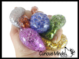 Mini Glitter and Water Bead Filled Stress Balls Amazing 1.5"  Stress Ball Glob Balls - Squishy Gooey Shape-able Squish Sensory Squeeze Balls