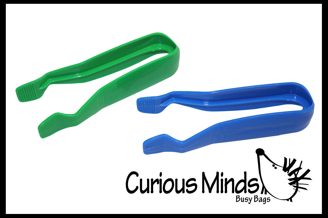 3 Chunky Safety Plastic Tongs/Tweezers for Children - Fine Motor Tools, Occupational Therapy, Special Needs, Sensory Bin, Preschool Tools