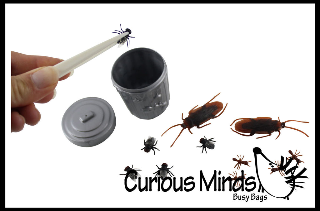 LAST CHANCE - LIMITED STOCK - SALE  - Tweezing Bugs - Fine Motor Activity - Bugs in Trash Can Busy Bag