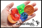 Large Gem and Coin Treasure Hunt Sand Toy - Dig sift and find buried coins jewels and gems.  Sensory bin
