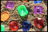 Large Gem and Coin Treasure Hunt Sand Toy - Dig sift and find buried coins jewels and gems.  Sensory bin