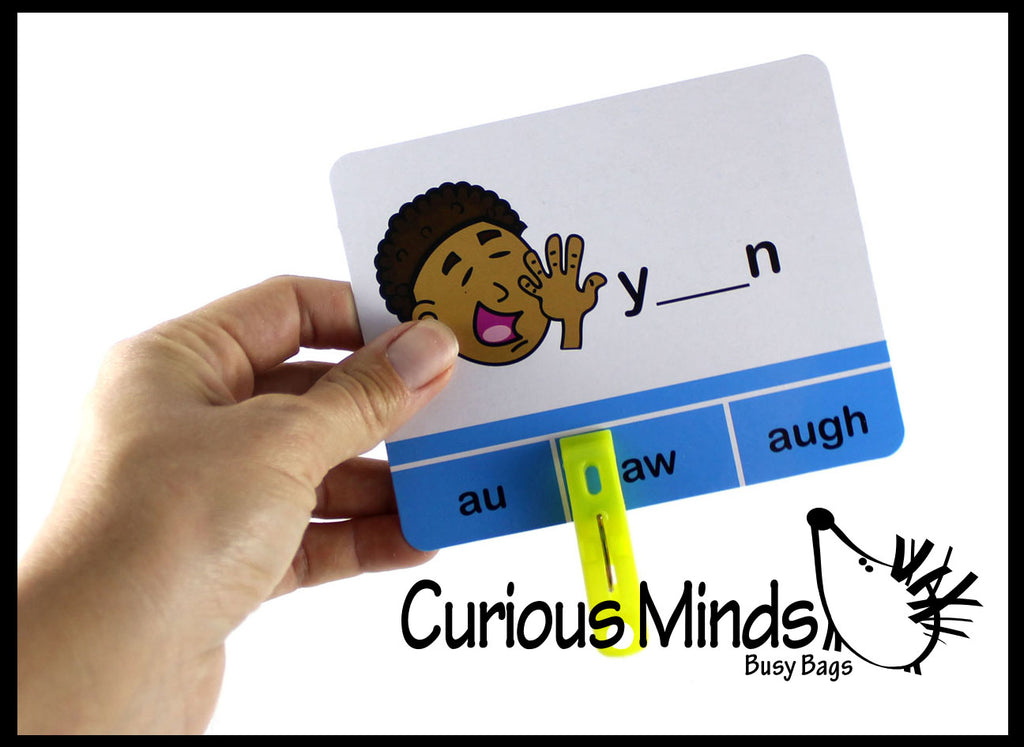Tricky Vowels Clip Card Puzzle - Language Arts Teacher Supply - Dipthongs