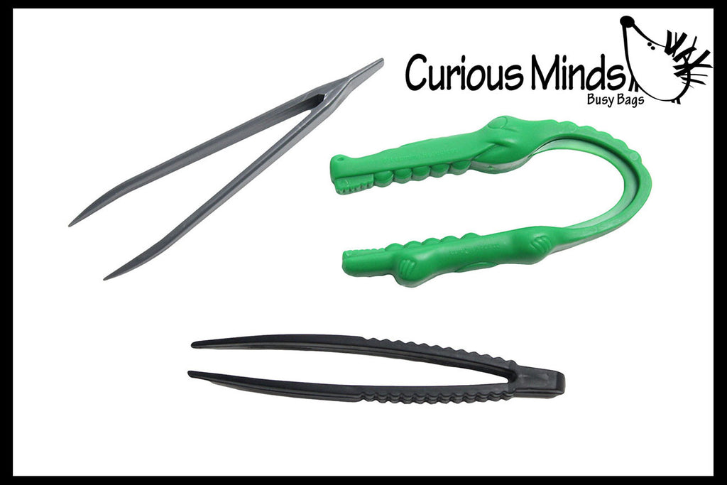 3 CHUNKY Safety Plastic Tweezers for Children - Fine Motor Tools