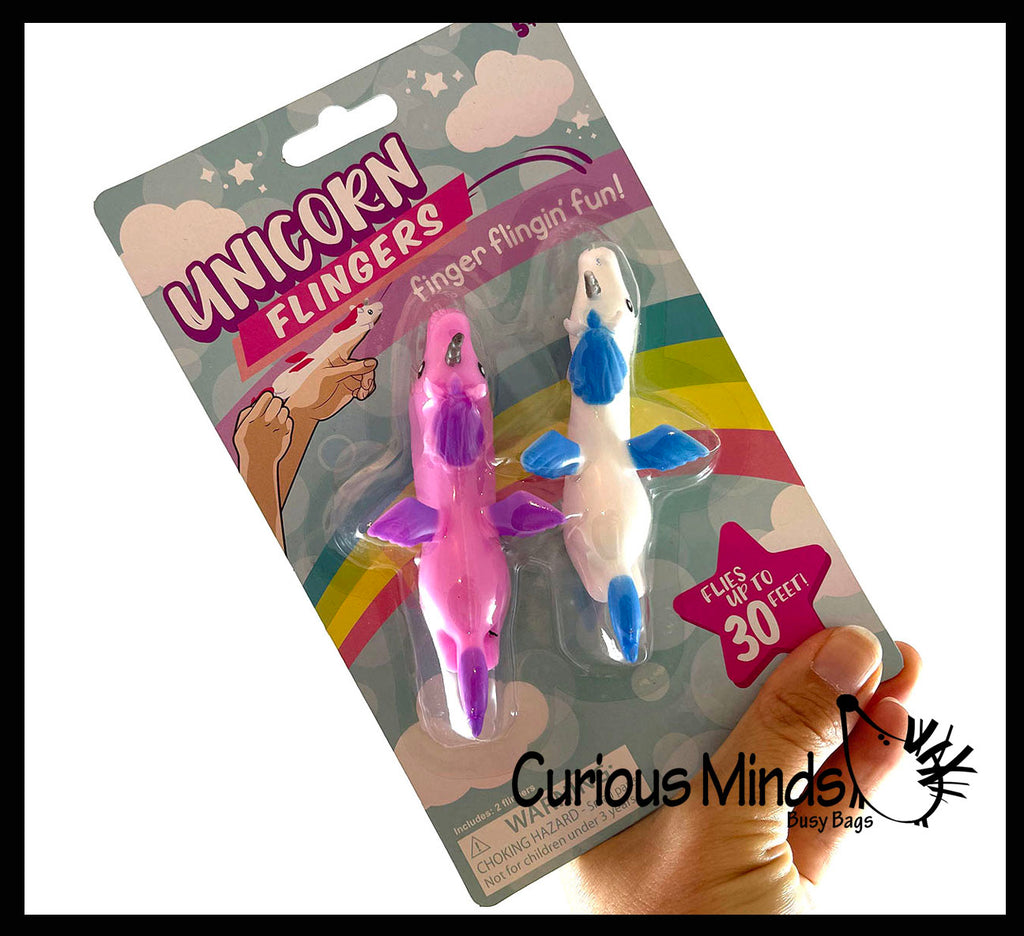 LAST CHANCE - LIMITED STOCK - 2 Pack of Stretchy Unicorn Sling Shot Critters  Set of 2 Unicorns - Shooting Flying Sensory Fidget Toy Party Favors