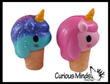 Unicorn Ice Cream Cone Girly Magical Theme Squishy Slow Rise Foam -  Scented Sensory, Stress, Fidget Toy
