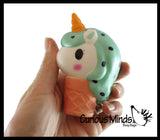 Unicorn Ice Cream Cone Girly Magical Theme Squishy Slow Rise Foam -  Scented Sensory, Stress, Fidget Toy