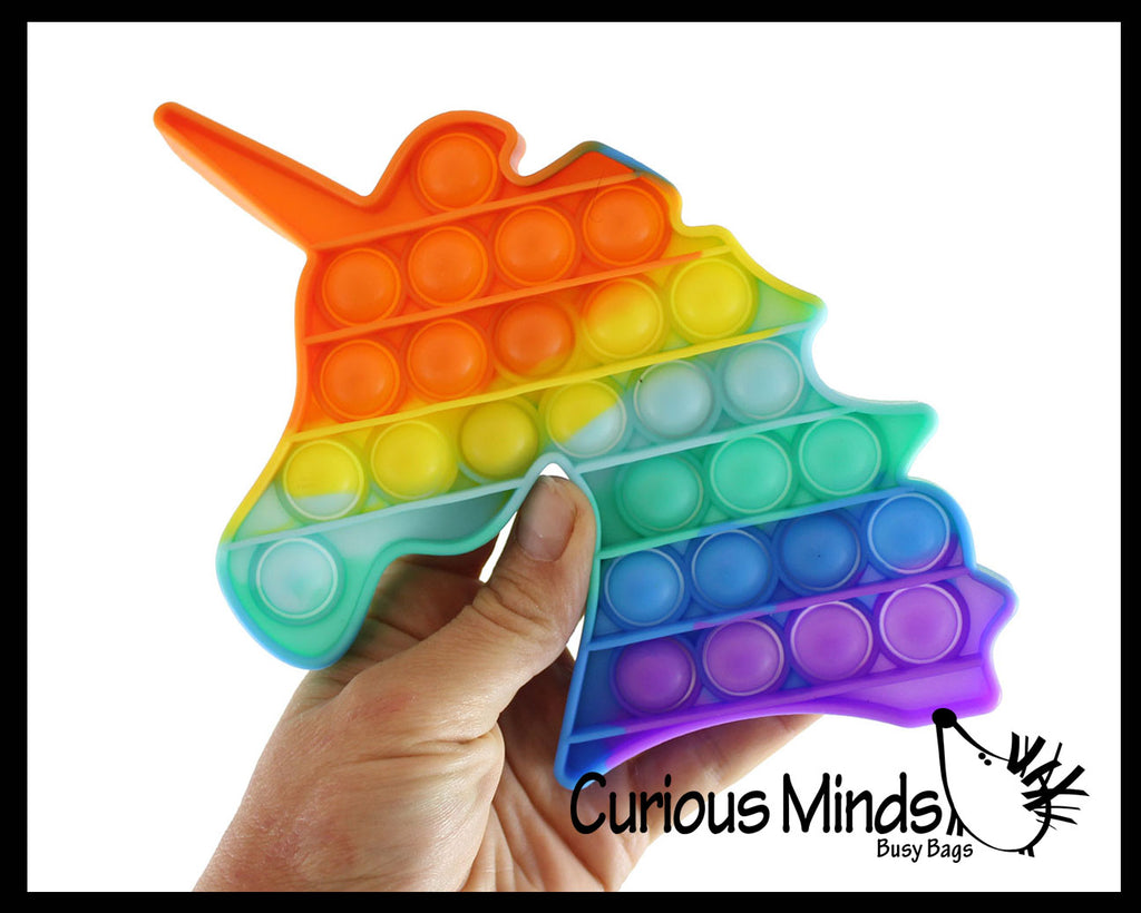 BULK - WHOLESALE - SALE - Unicorn Theme Rainbow Bubble Pop Fidget Toy - Silicone Push Poke Bubble Wrap Fidget Toy - Press Bubbles to Pop the Bubbles Down Then Flip it over and Do it Again - Bubble Popper Sensory Stress Toy