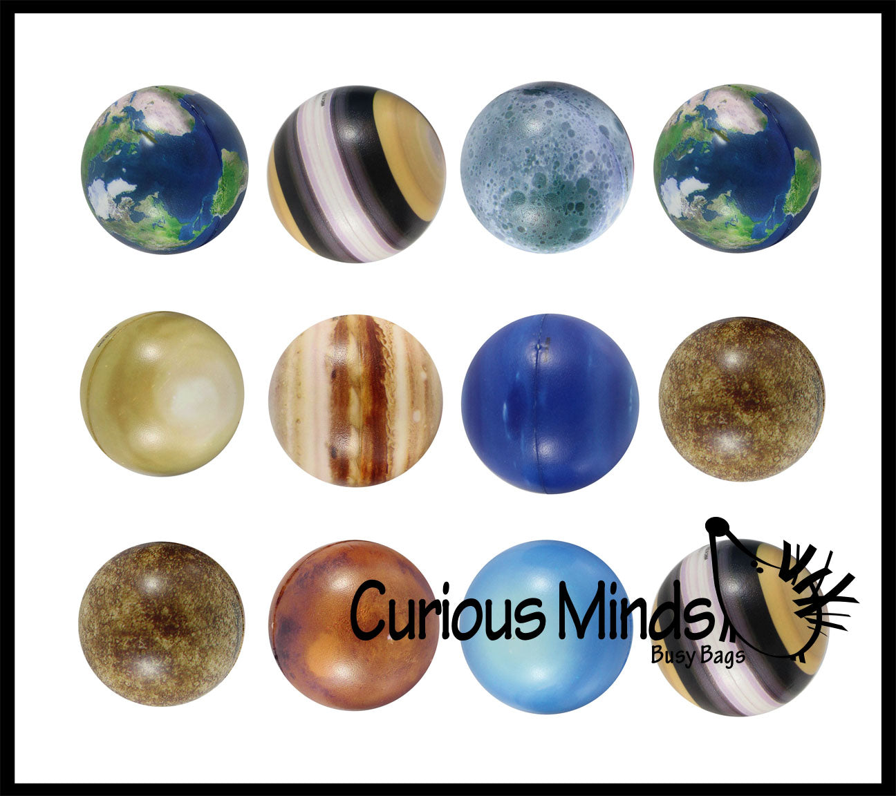 Curious Minds Busy Bags Universe Solar System Stress Ball Toy Set - Educational Learning Toy - Outer Space Planets - Learning Toy Figurines.