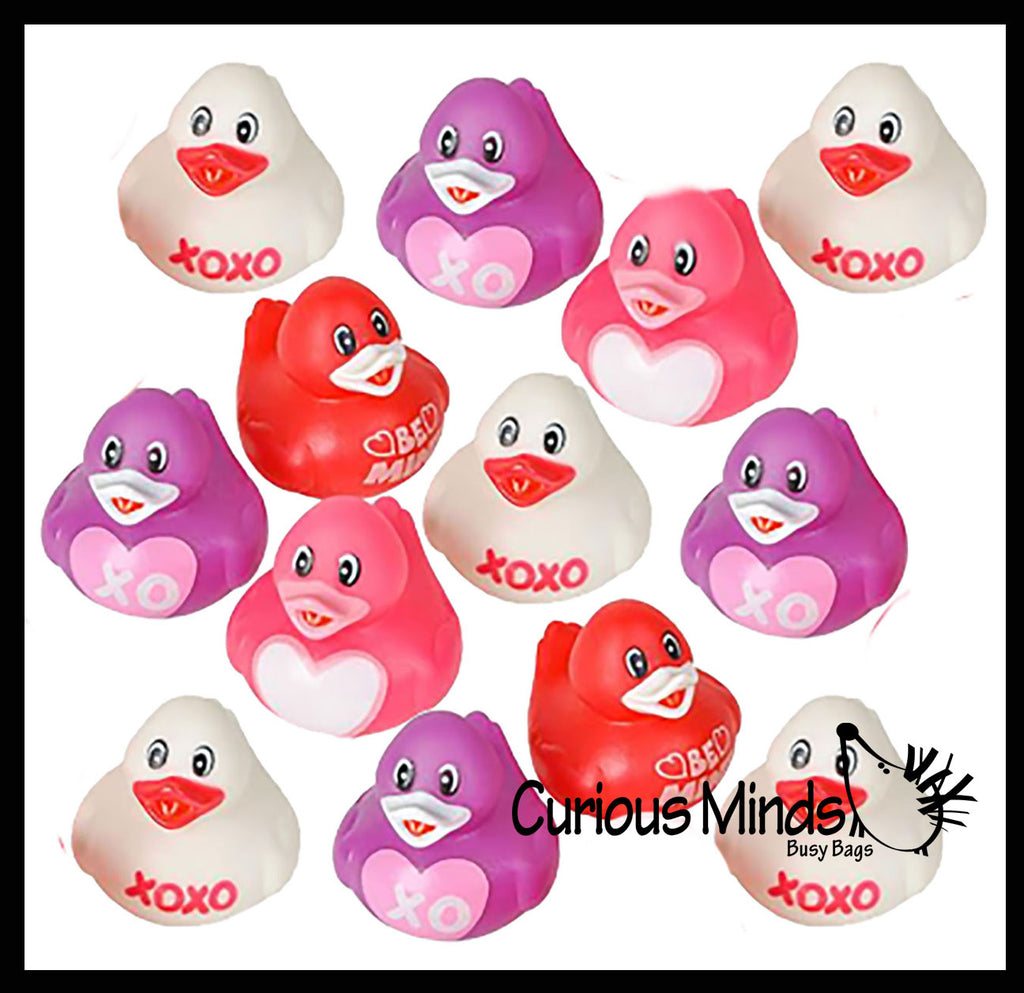 Valentines Day Rubber Ducky Toy - Fun Party Favor Toy - Heart Love Duckies