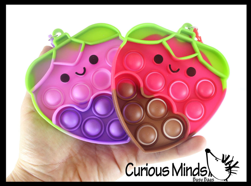 Chocolate Covered Strawberry Valentines Day Bubble Popper Fidget Toy - Fun Party Favor Toy - Heart Love