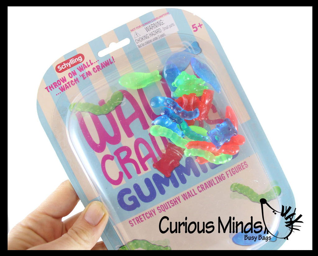 Wally Crawly Gummy Candy Theme Sticky Wall and Window Clinging Walker Balls Tumblers Crawlers -  Fun Small Toy Prize Assortment Ceiling Toy