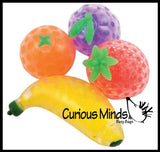 4 Fruit Water Bead Filled Squeeze Stress Balls  -  Sensory, Stress, Fidget Toy