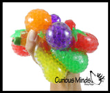 LAST CHANCE - LIMITED STOCK - SALE  - 6 Fruit Water Bead Filled Squeeze Stress Balls  -  Sensory, Stress, Fidget Toy Gel Balls