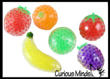 LAST CHANCE - LIMITED STOCK - SALE  - 6 Fruit Water Bead Filled Squeeze Stress Balls  -  Sensory, Stress, Fidget Toy Gel Balls