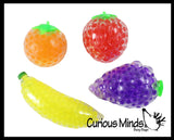 4 Fruit Water Bead Filled Squeeze Stress Balls  -  Sensory, Stress, Fidget Toy