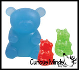 Set of 3 Gummy Bear Fidgets - Jumbo Mochi and Water Bead Filled Squishy Animals - Kawaii -  Cute Individually Wrapped Toys - Sensory, Stress, Fidget Party Favor Toy