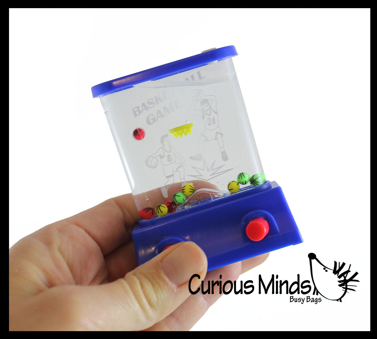 Curious Minds Busy 3 Small Water Games Basketball Hoop Challenge - Push Button to Shoot Hoops and Get Balls in The Net - Hand Held Travel Arcade Game
