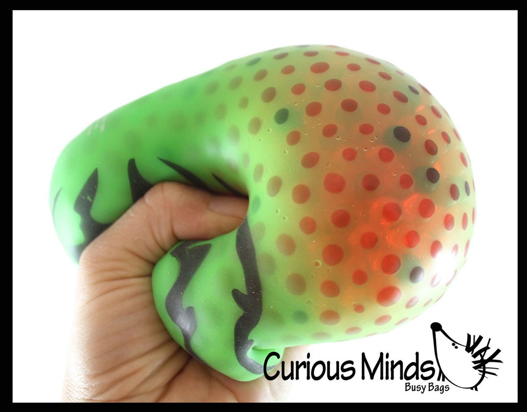 LAST CHANCE - LIMITED STOCK - Jumbo 4" Watermelon Water Bead Filled Squeeze Stress Ball  -  Squeeze to See Seeds - Sensory, Stress, Fidget Toy