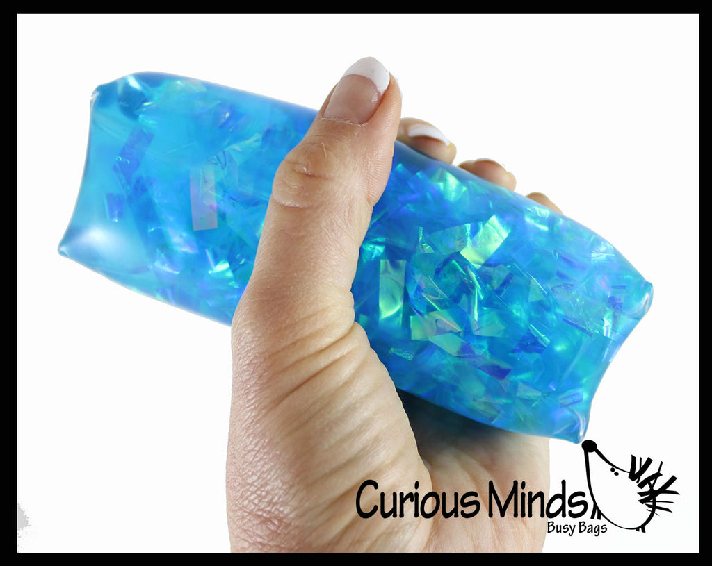 Water Trick Snake Filled with Sparkle Streamers - Stress Toy - Slippery Tricky Wiggly Wiggler Tube - Squishy Wiggler Sensory Fidget Ball